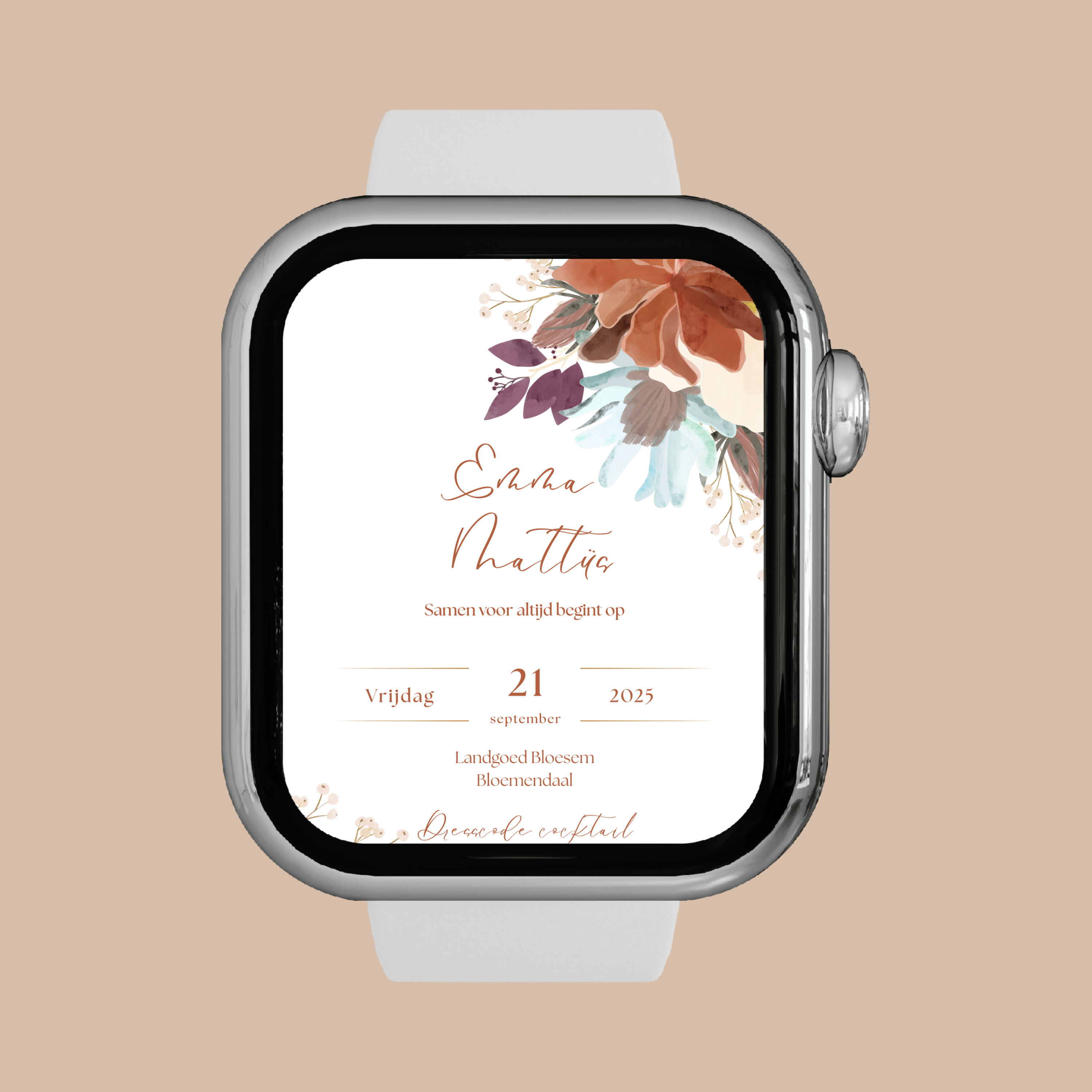 Digitale Trouwkaart Herfst & Bloemen.